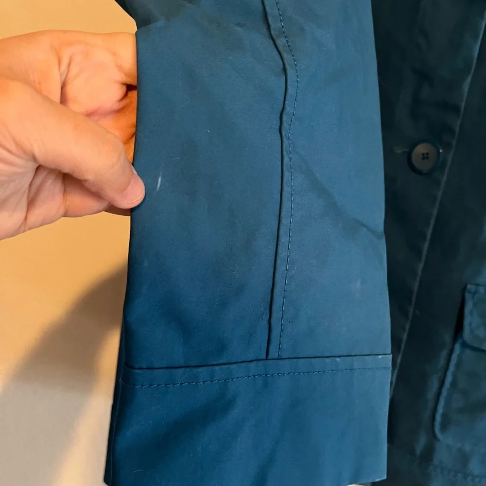 Old Navy Blue 3 Button 100% Cotton Classic Front Pockets Trench Coat XL Preppy - Picture 5 of 13